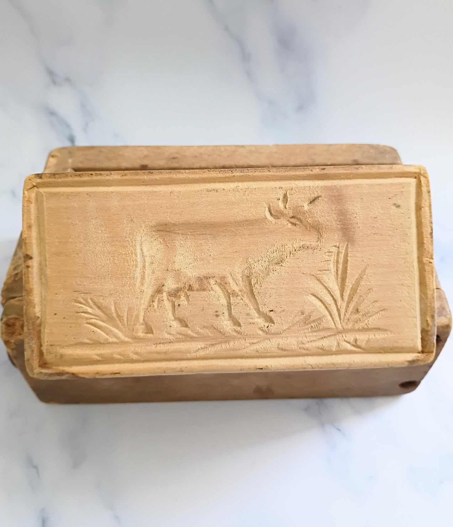 Antique French Hand Carved Wooden Butter Cow Mold