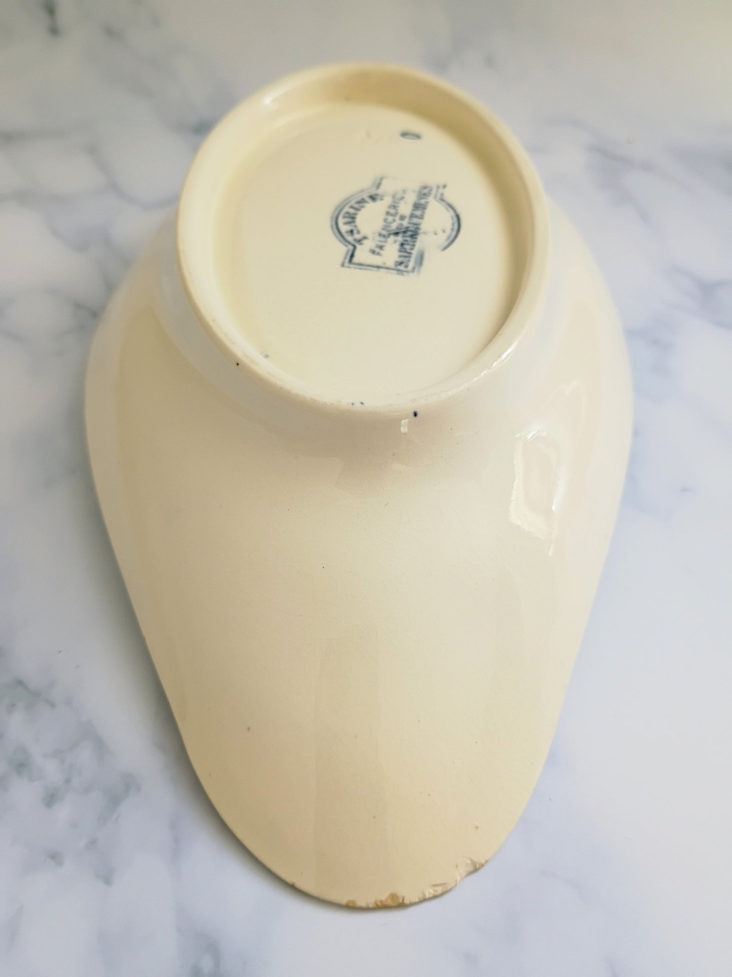 Vintage Sarreguemines Transferware Blue Terre de Fer Serving Ravier Dish
