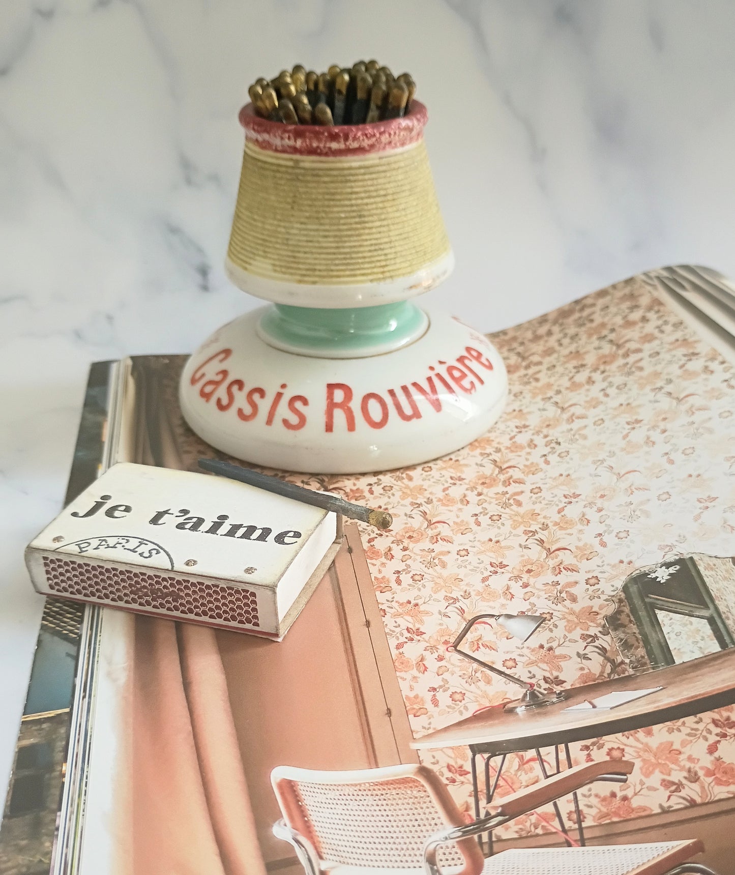 Vintage French Robin Egg Blue Cassis Rouvière Advertising Match Striker