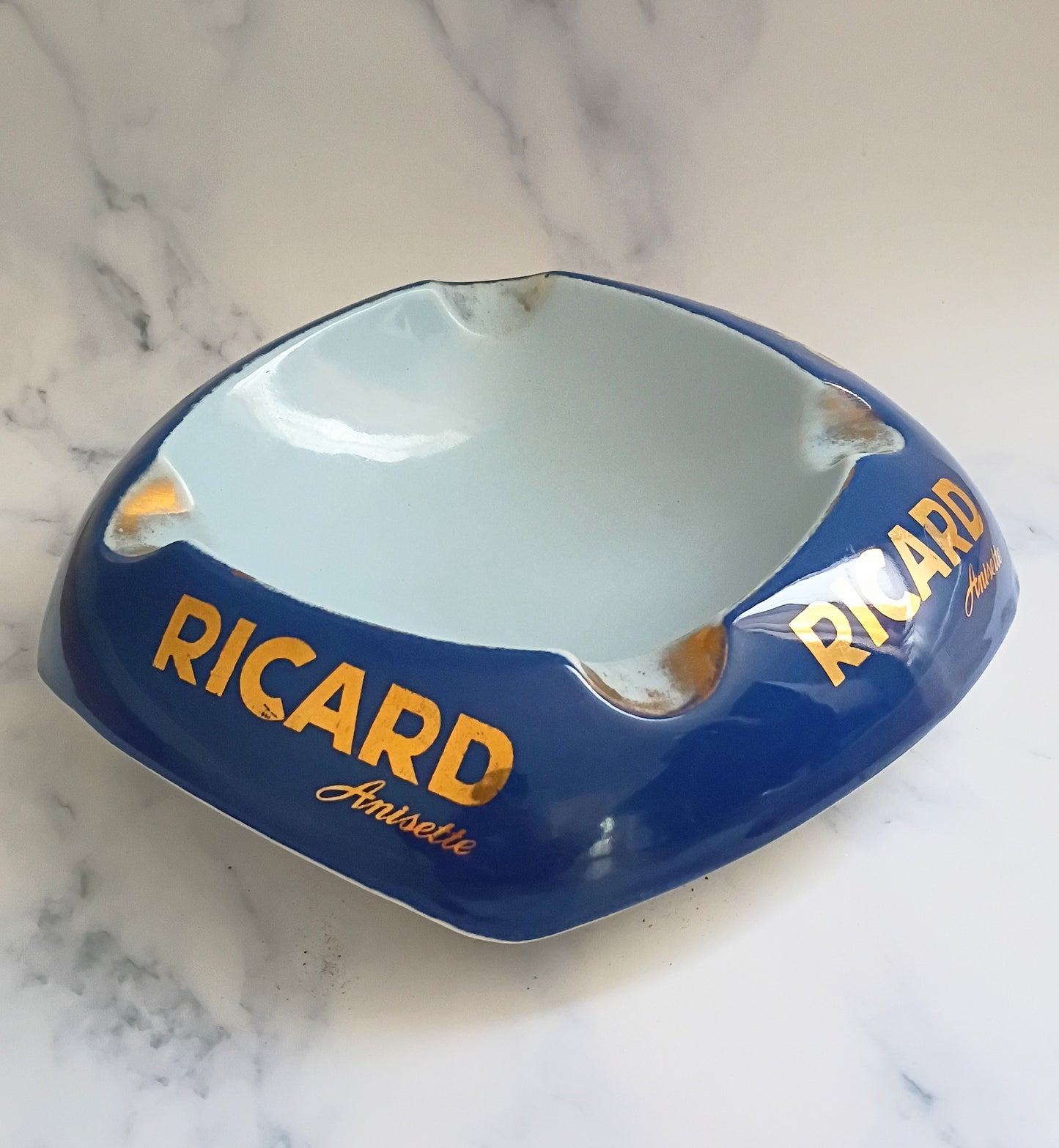 Vintage French Blue Ricard Anisette Large Ashtray