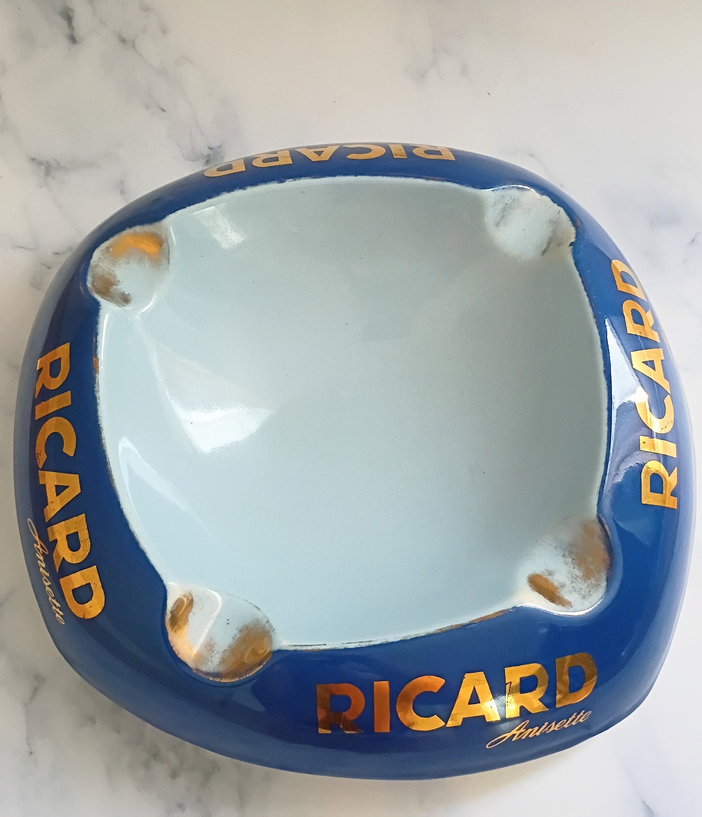Vintage French Blue Ricard Anisette Large Ashtray