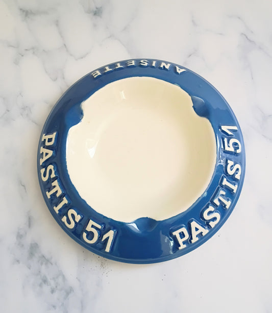 Vintage French Blue Pastis 51 Anisette Ashtray