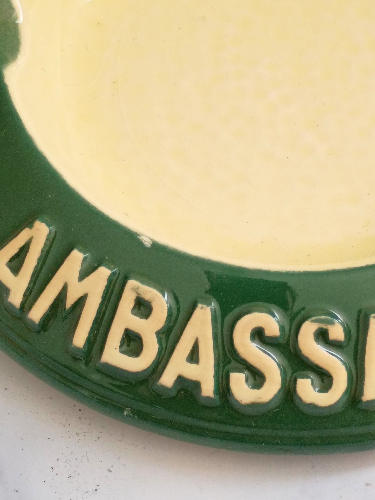 French Vintage Green Ambassadeur Cusenier Ashtray