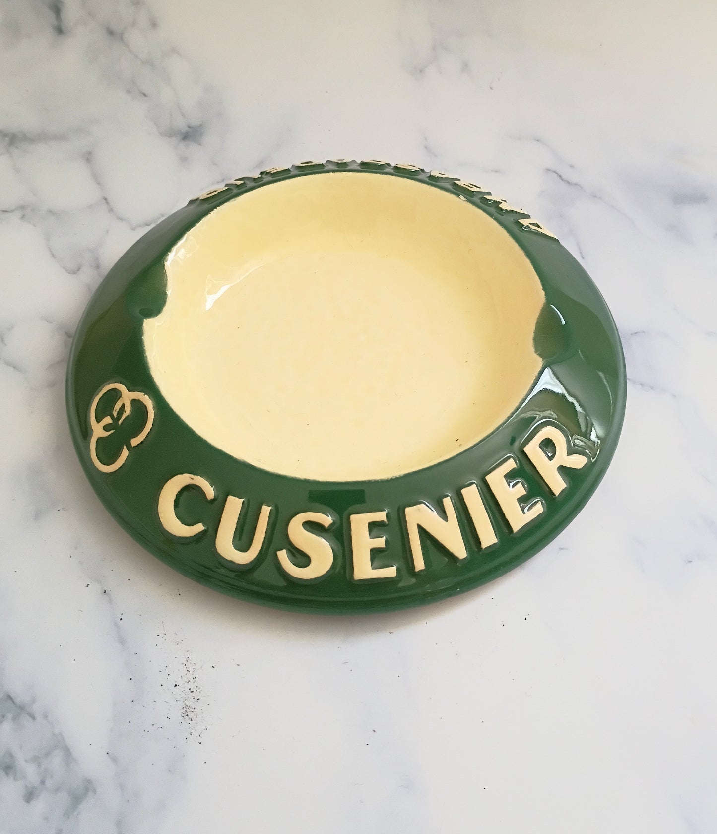 French Vintage Green Ambassadeur Cusenier Ashtray