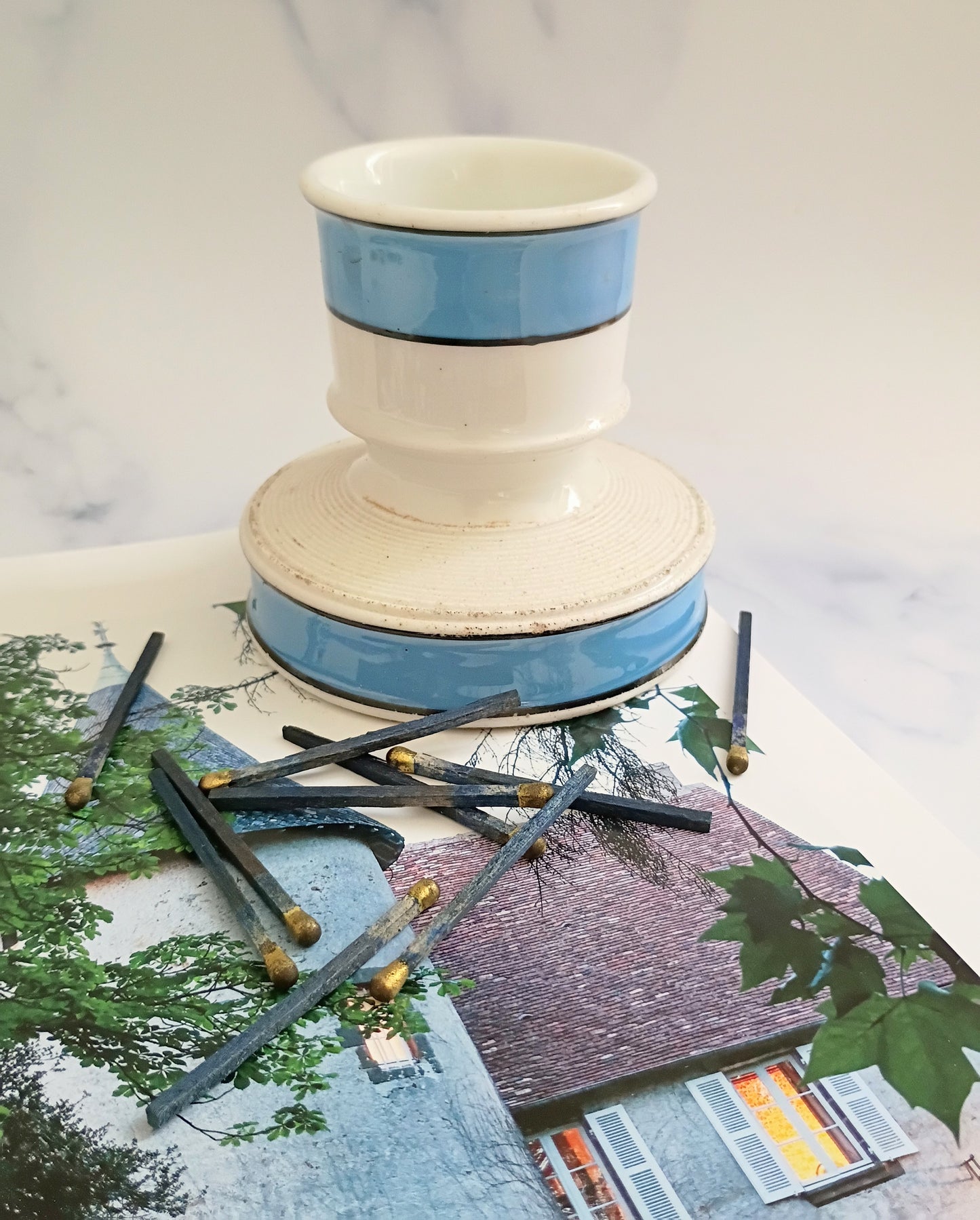 French Vintage Blue Stripe Match Striker