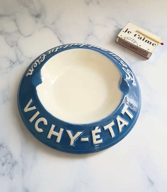 Vintage French Blue Vichy Etat Ashtray