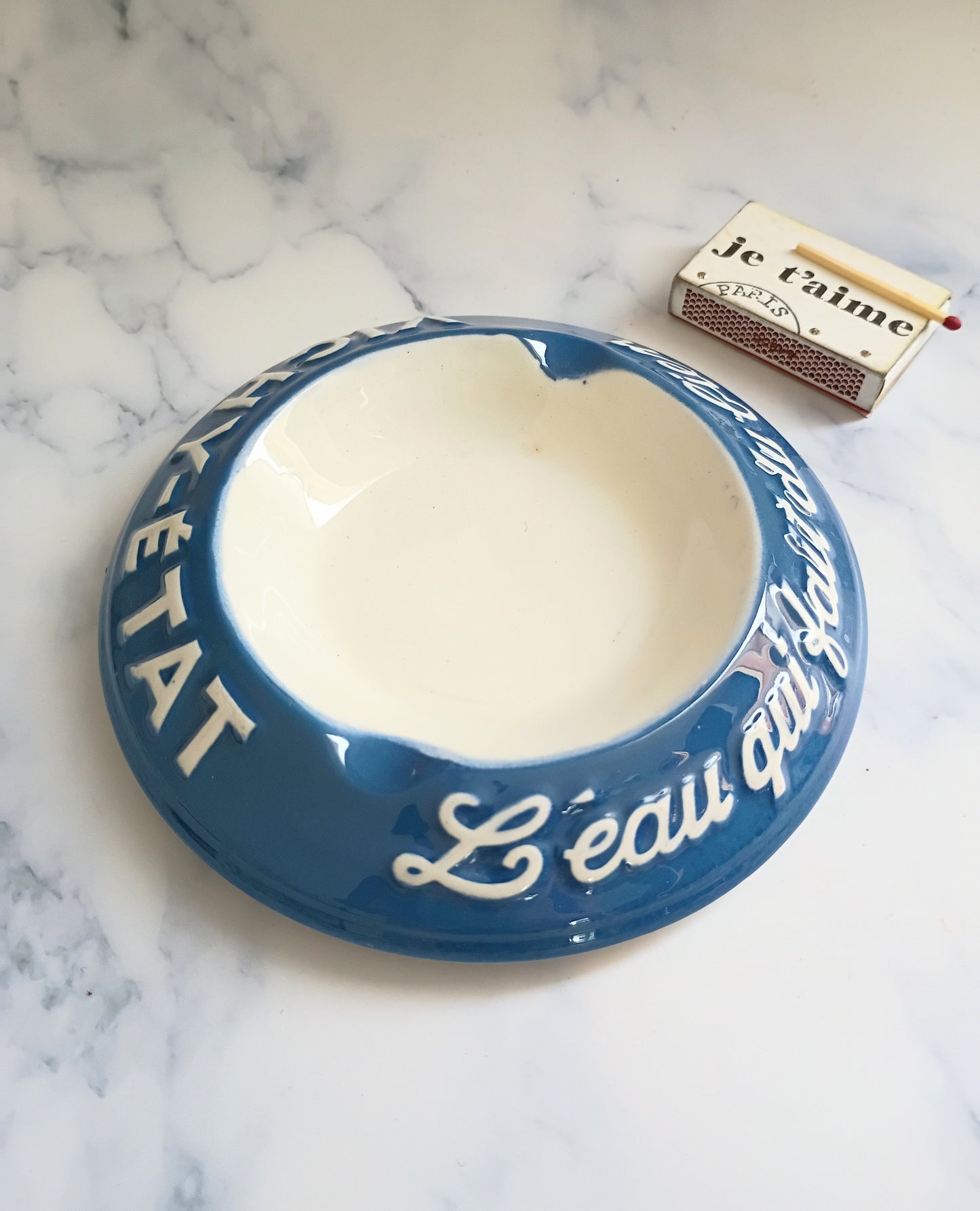 Vintage French Blue Vichy Etat Ashtray