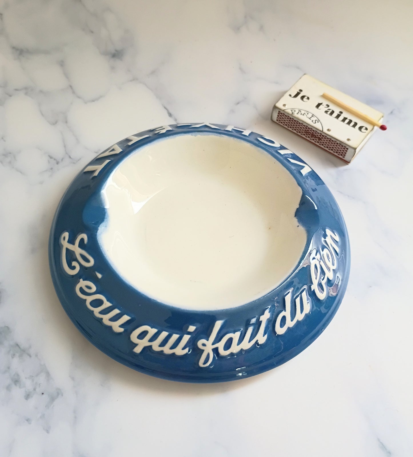 Vintage French Blue Vichy Etat Ashtray