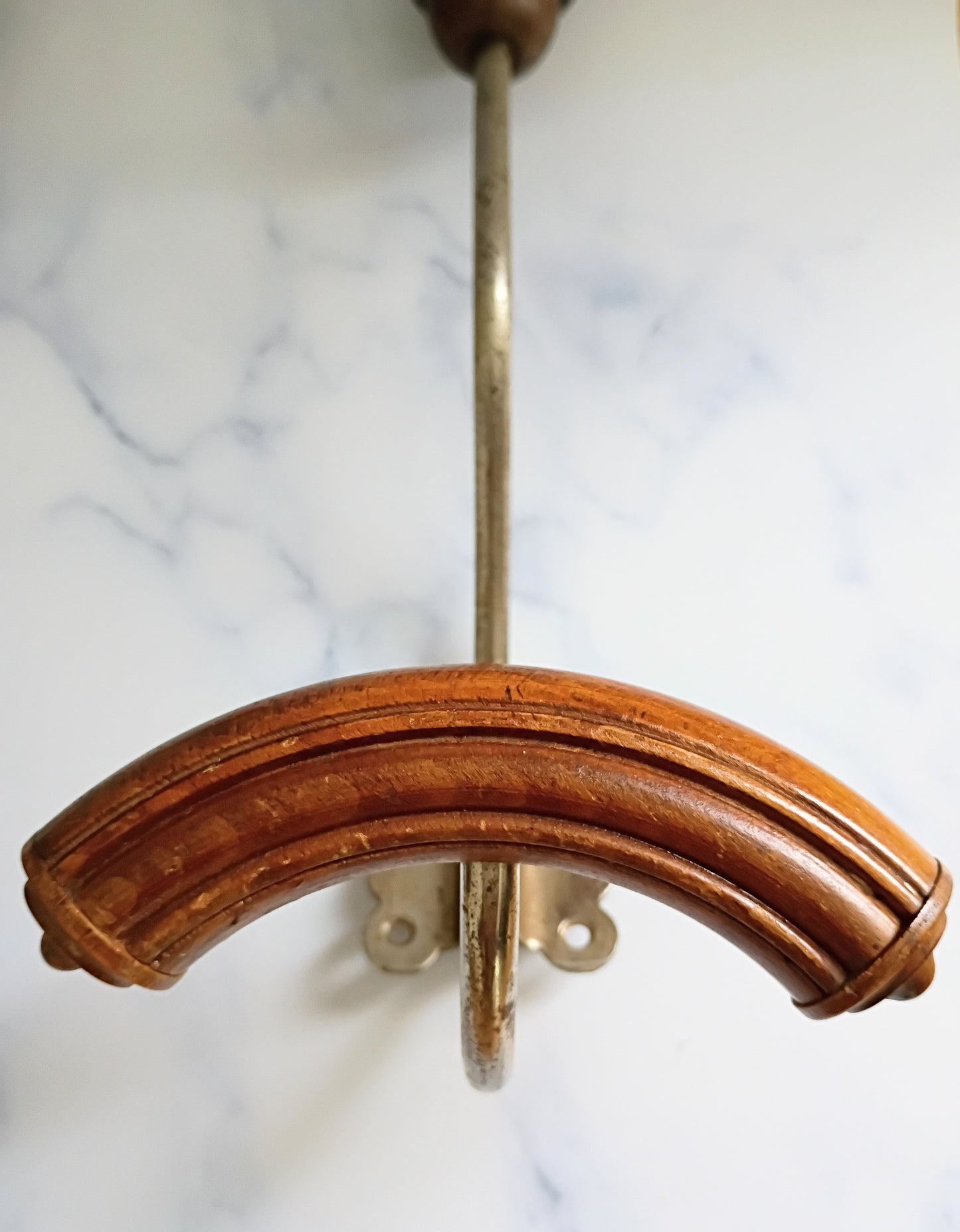 Pair of Antique French Cast Iron & Wood Coat Hooks