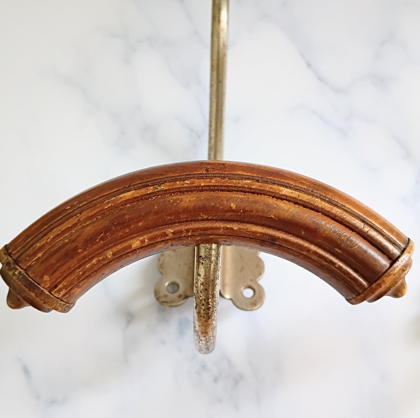 Pair of Antique French Cast Iron & Wood Coat Hooks