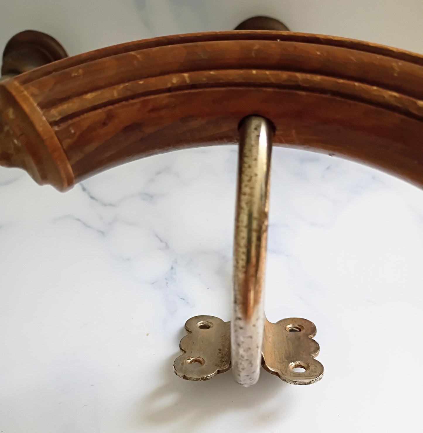 Pair of Antique French Cast Iron & Wood Coat Hooks