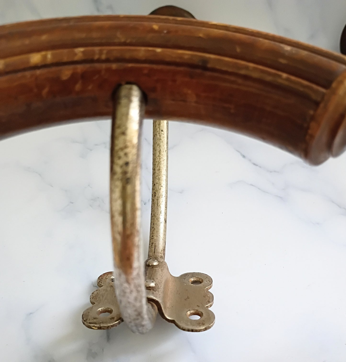Pair of Antique French Cast Iron & Wood Coat Hooks