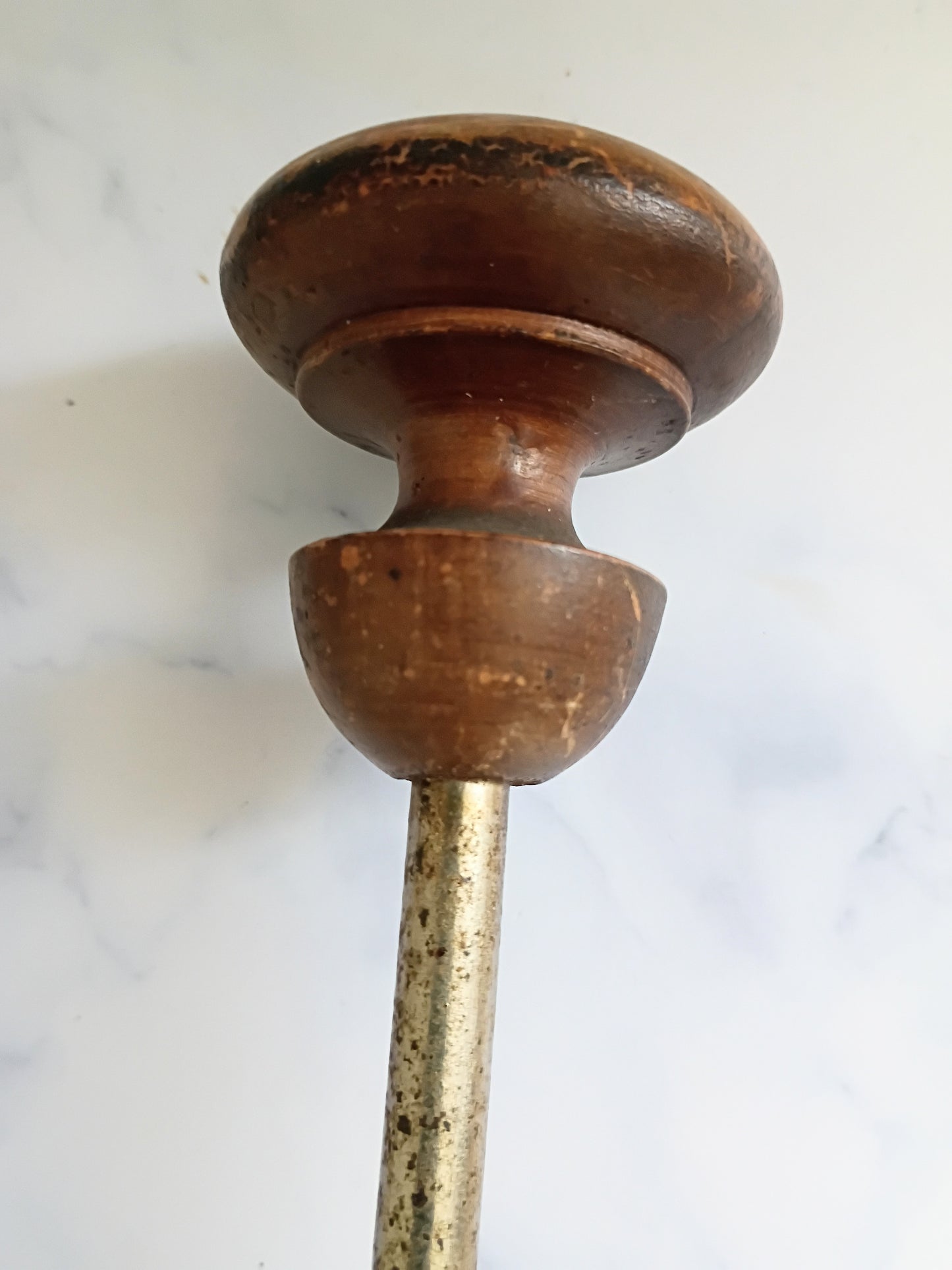 Pair of Antique French Cast Iron & Wood Coat Hooks
