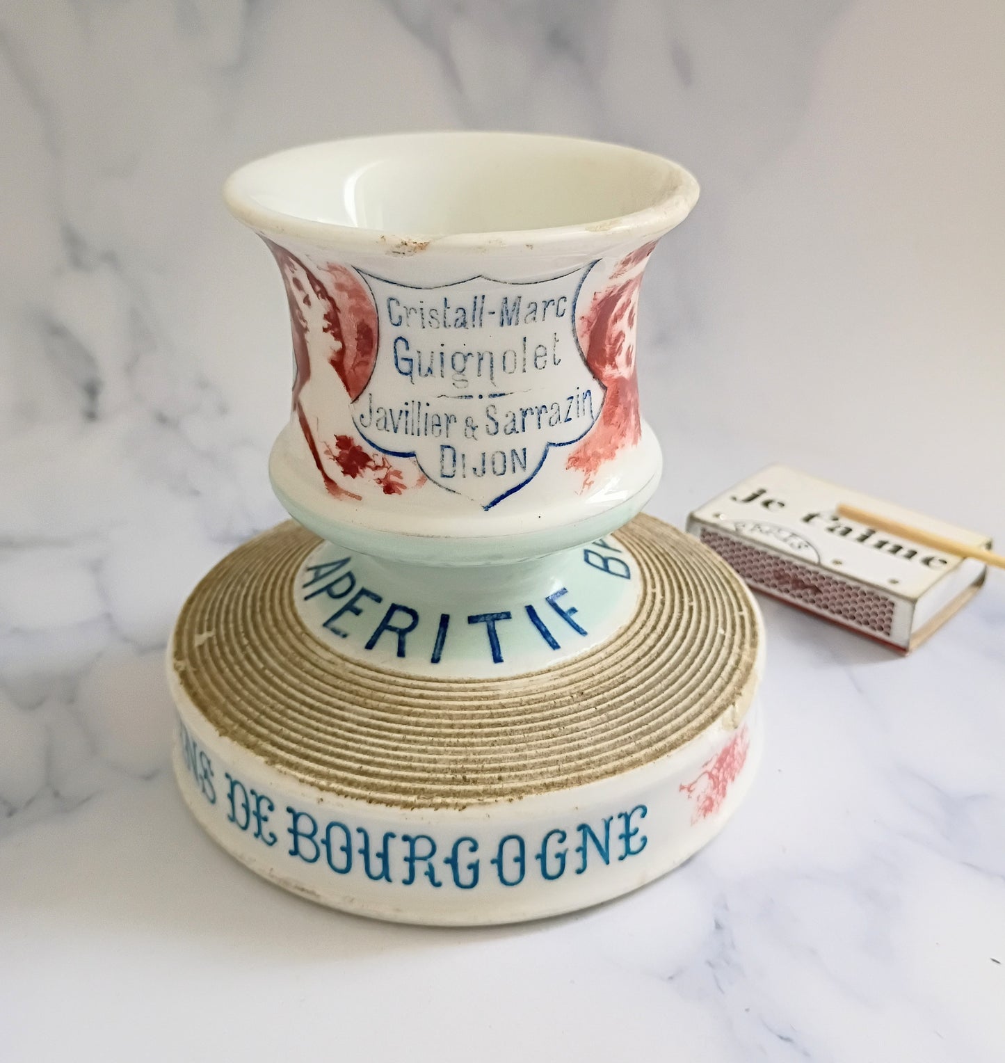 Antique French Light Blue Creme Cassis Advertising Match Striker