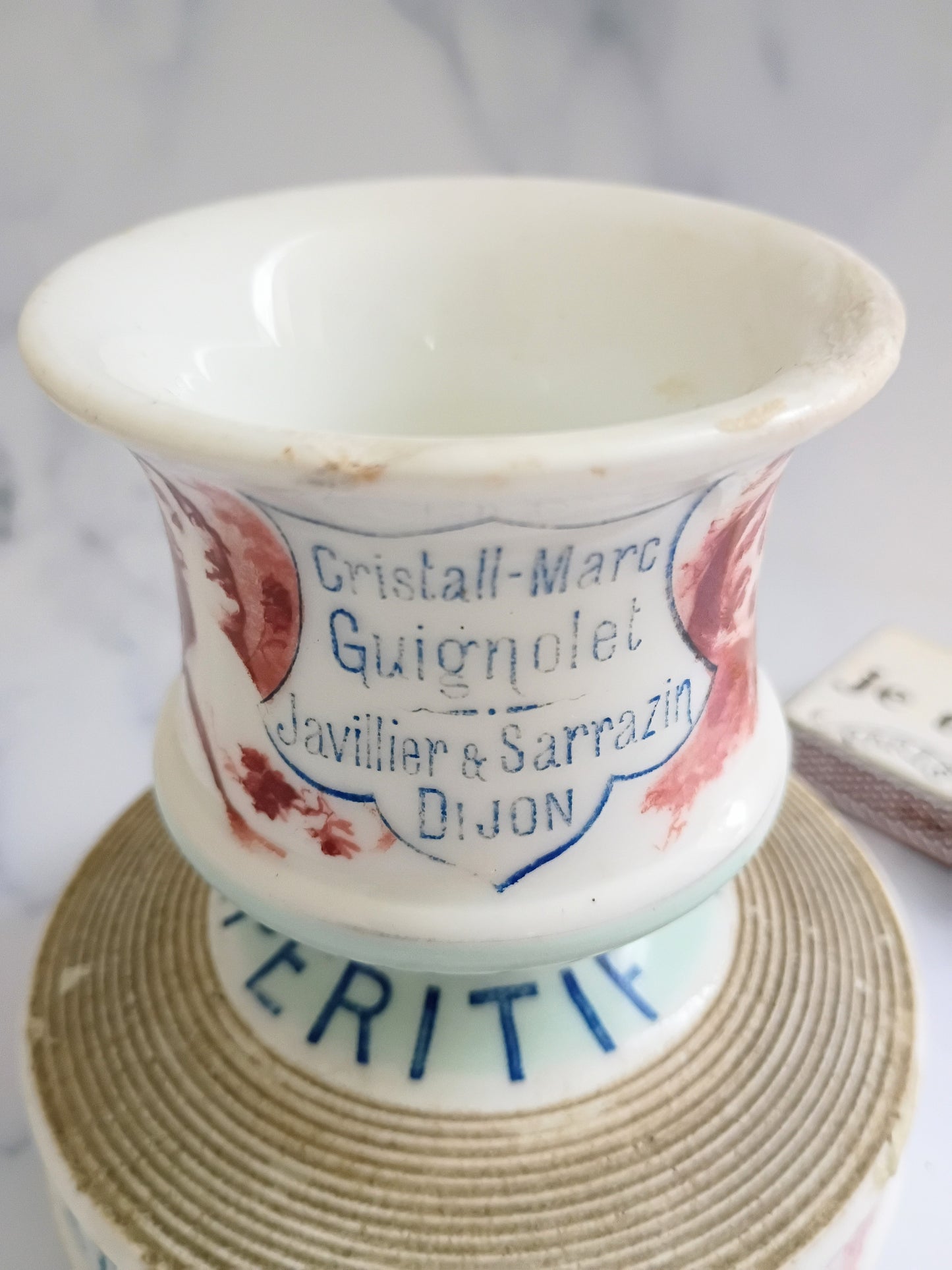 Antique French Light Blue Creme Cassis Advertising Match Striker