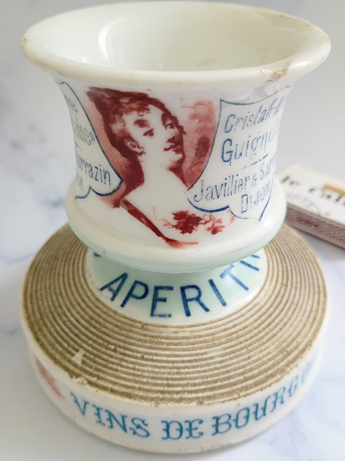 Antique French Light Blue Creme Cassis Advertising Match Striker