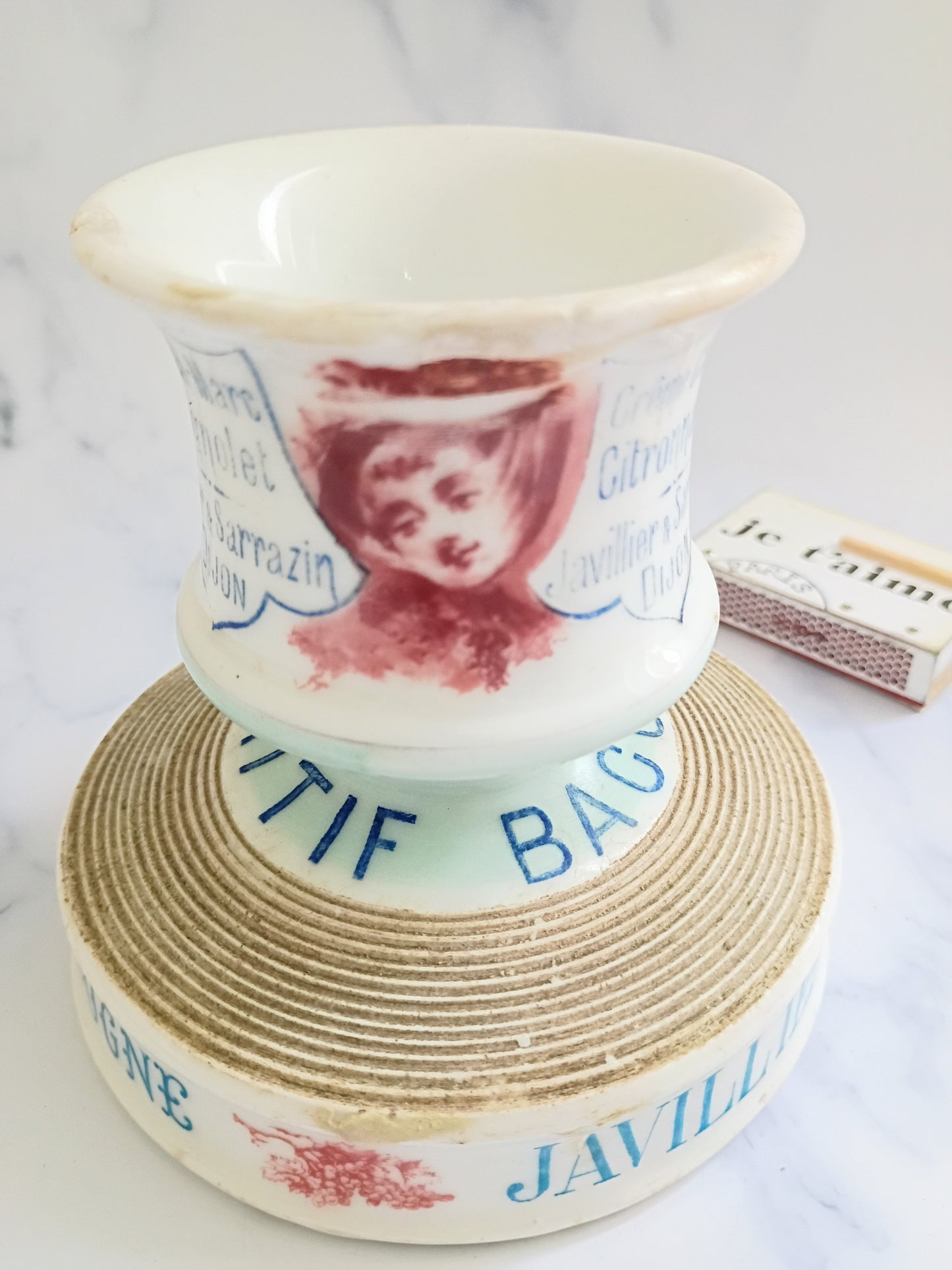 Antique French Light Blue Creme Cassis Advertising Match Striker
