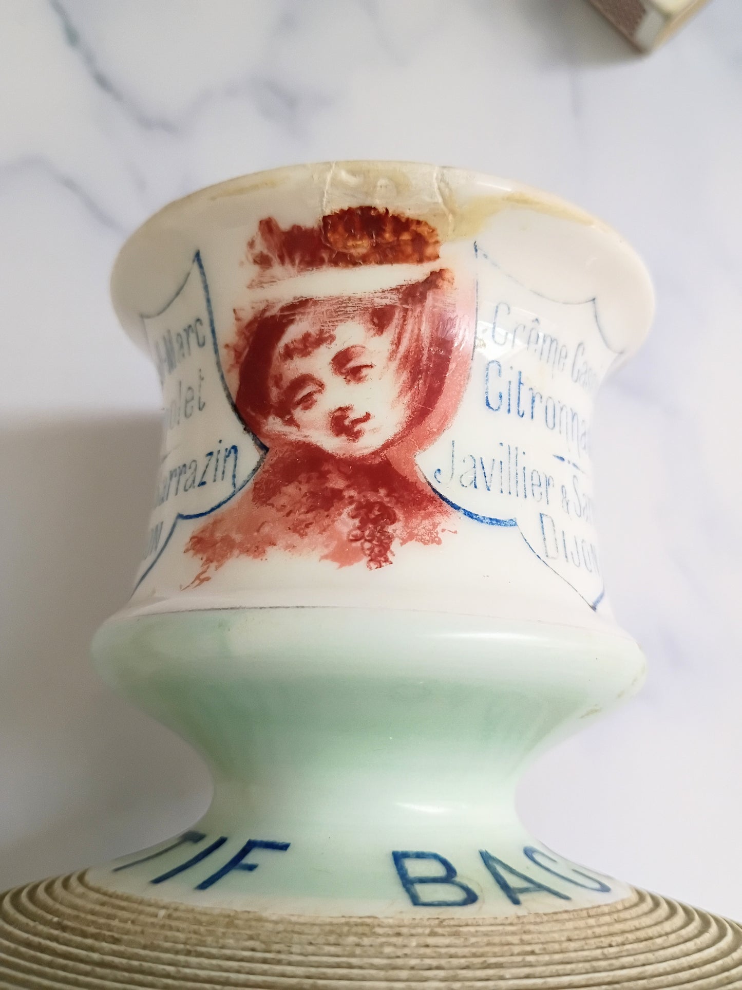 Antique French Light Blue Creme Cassis Advertising Match Striker