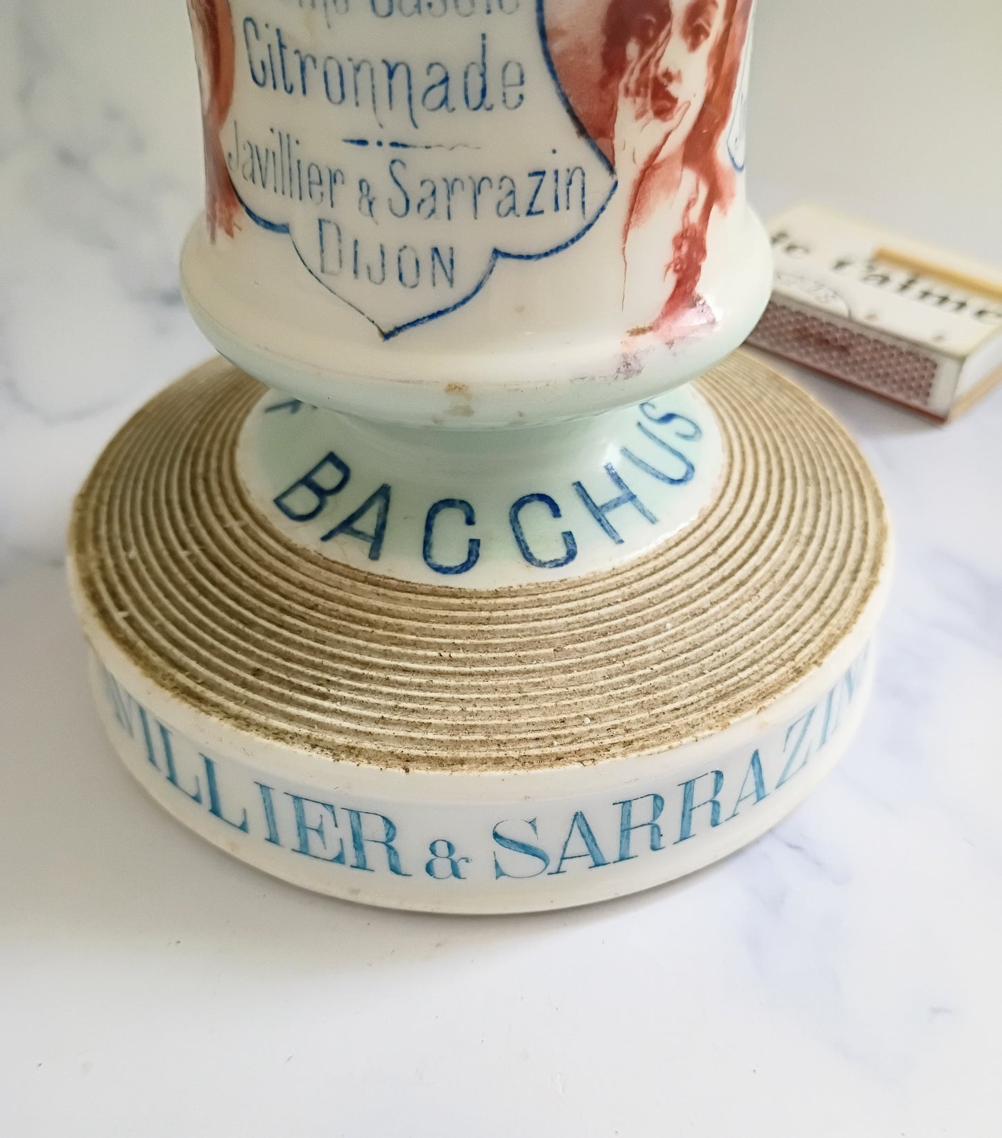 Antique French Light Blue Creme Cassis Advertising Match Striker