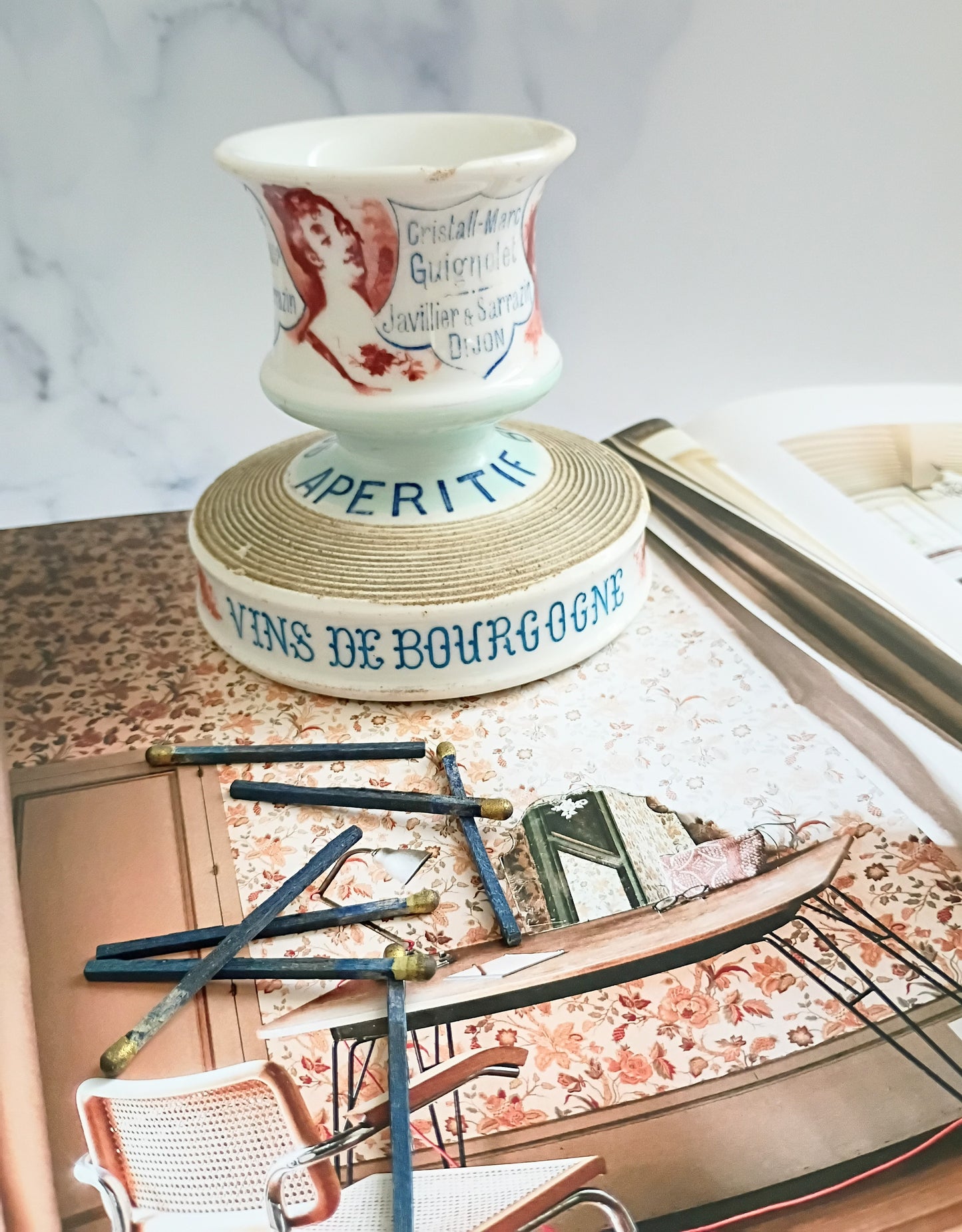 Antique French Light Blue Creme Cassis Advertising Match Striker