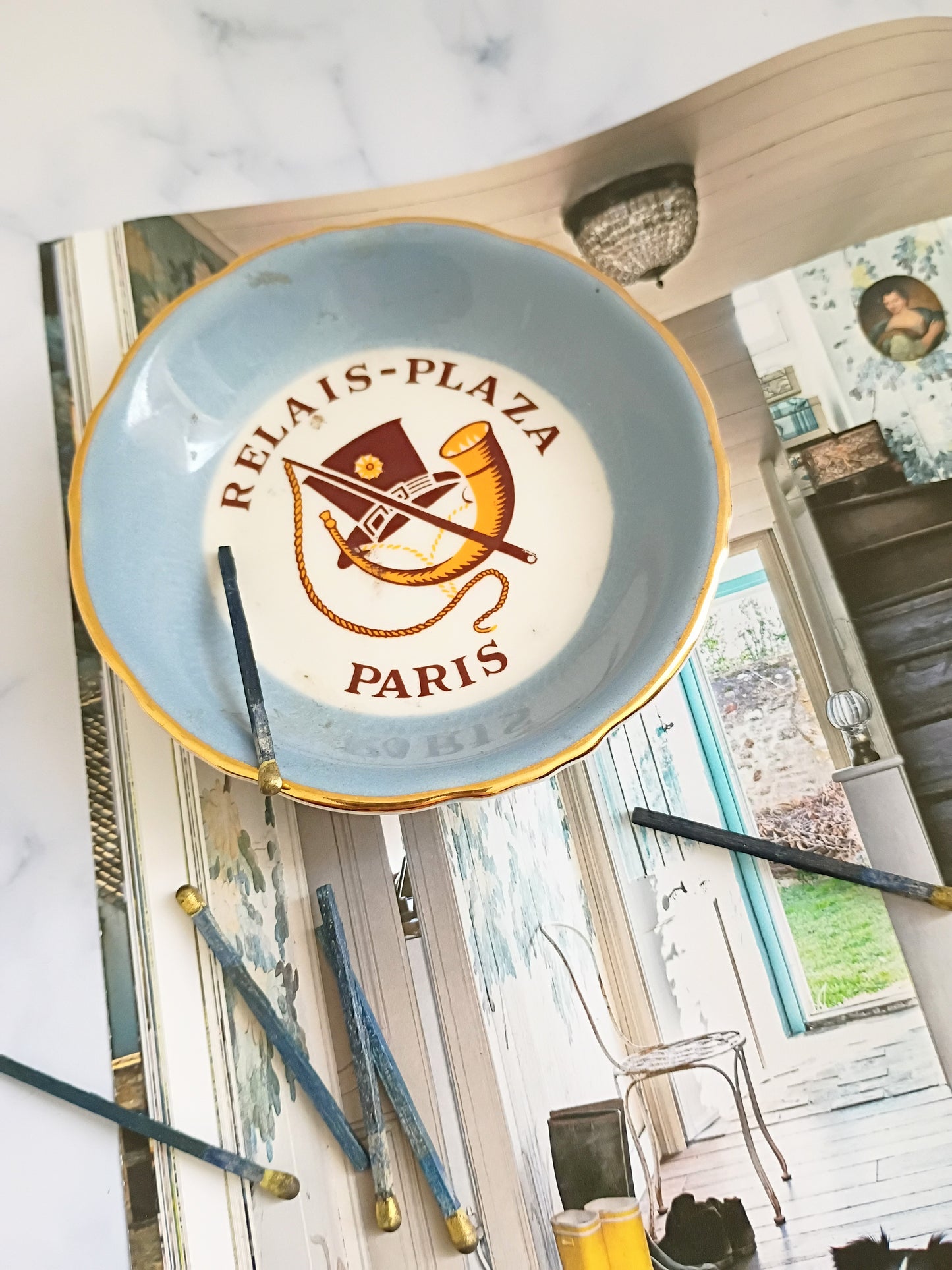 Vintage French Brasserie Relais Plaza Ashtray, Paris Bistro Table Decor