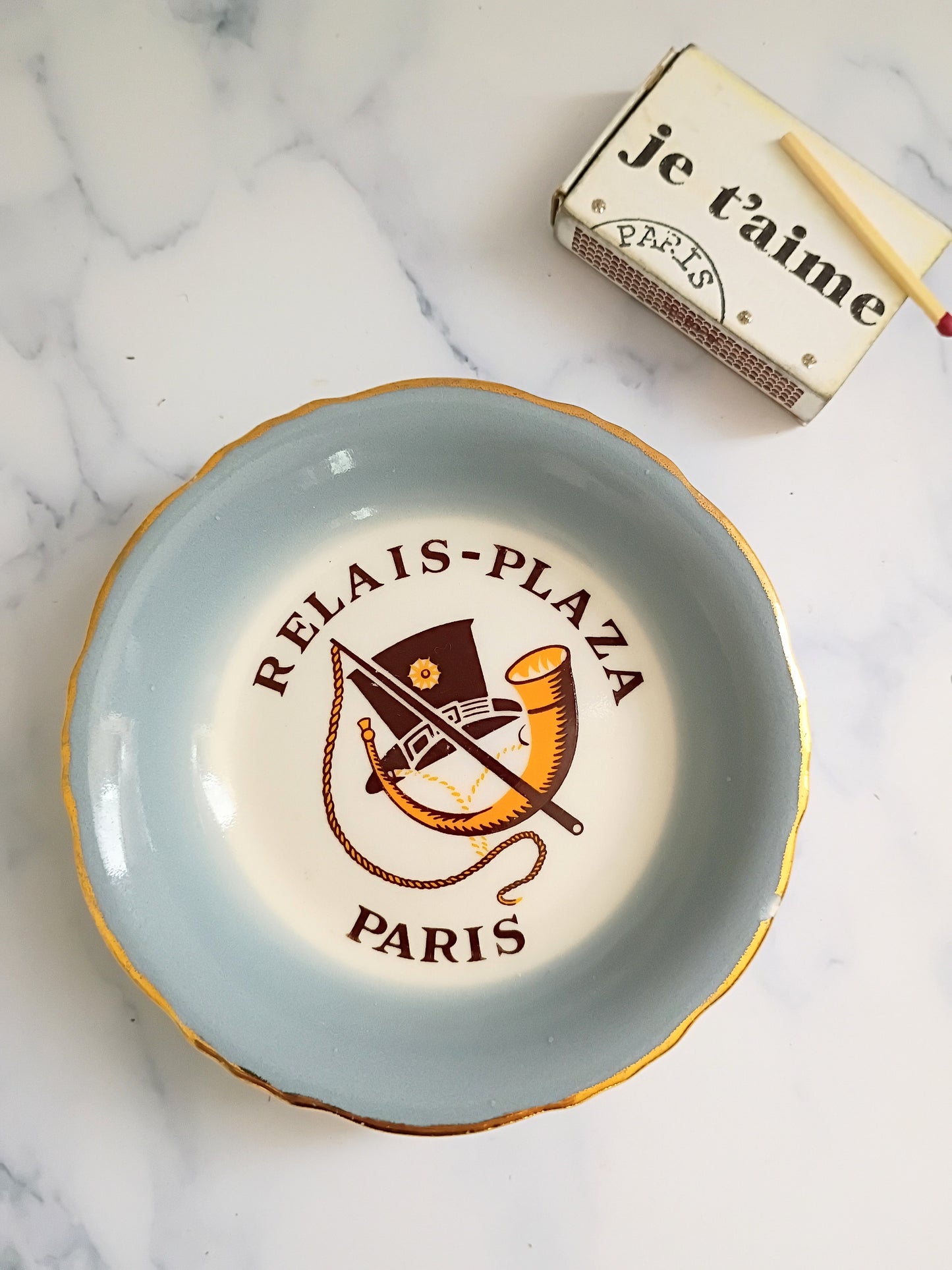Vintage French Brasserie Relais Plaza Ashtray, Paris Bistro Table Decor