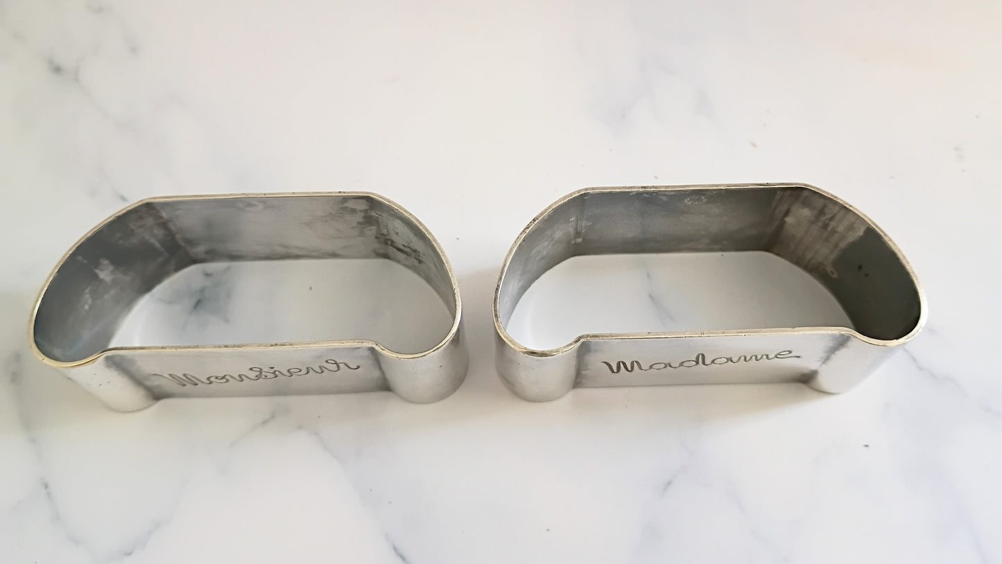 French Vintage Silver Plated Monsieur & Madame Napkin Rings
