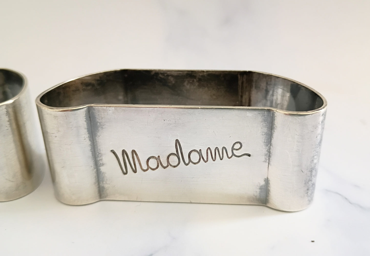 French Vintage Silver Plated Monsieur & Madame Napkin Rings