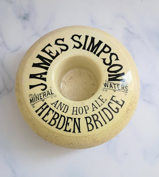 Antique English Pub Advertising Match Striker Holder, James Simpson Hop Ale