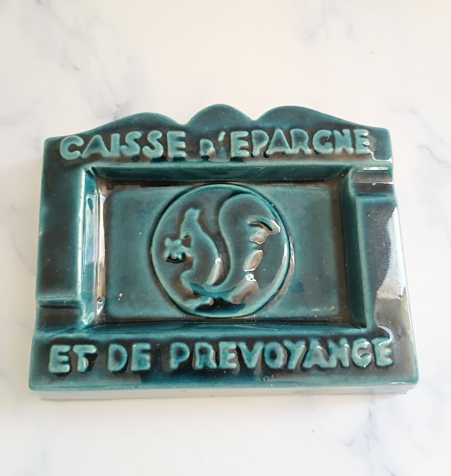 Vintage French Pretty Ink Blue Ashtray