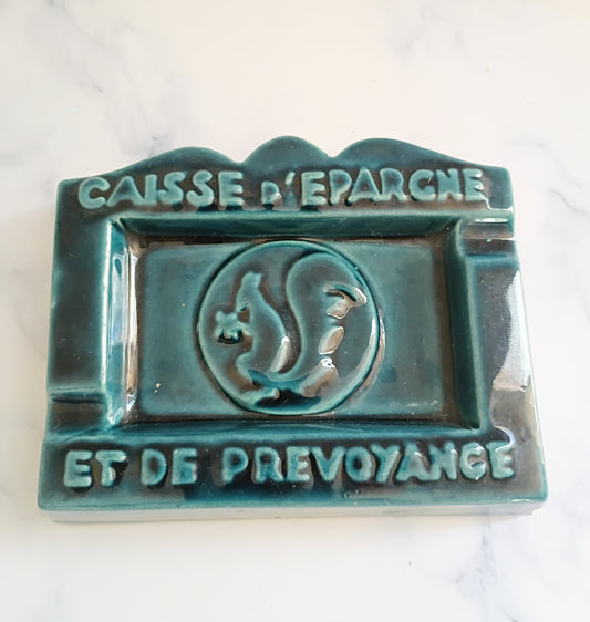 Vintage French Pretty Ink Blue Ashtray