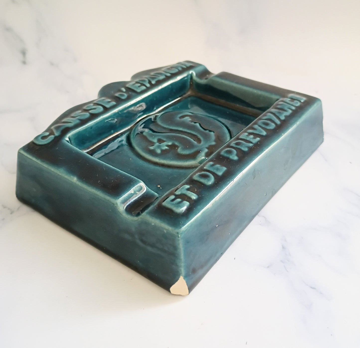 Vintage French Pretty Ink Blue Ashtray