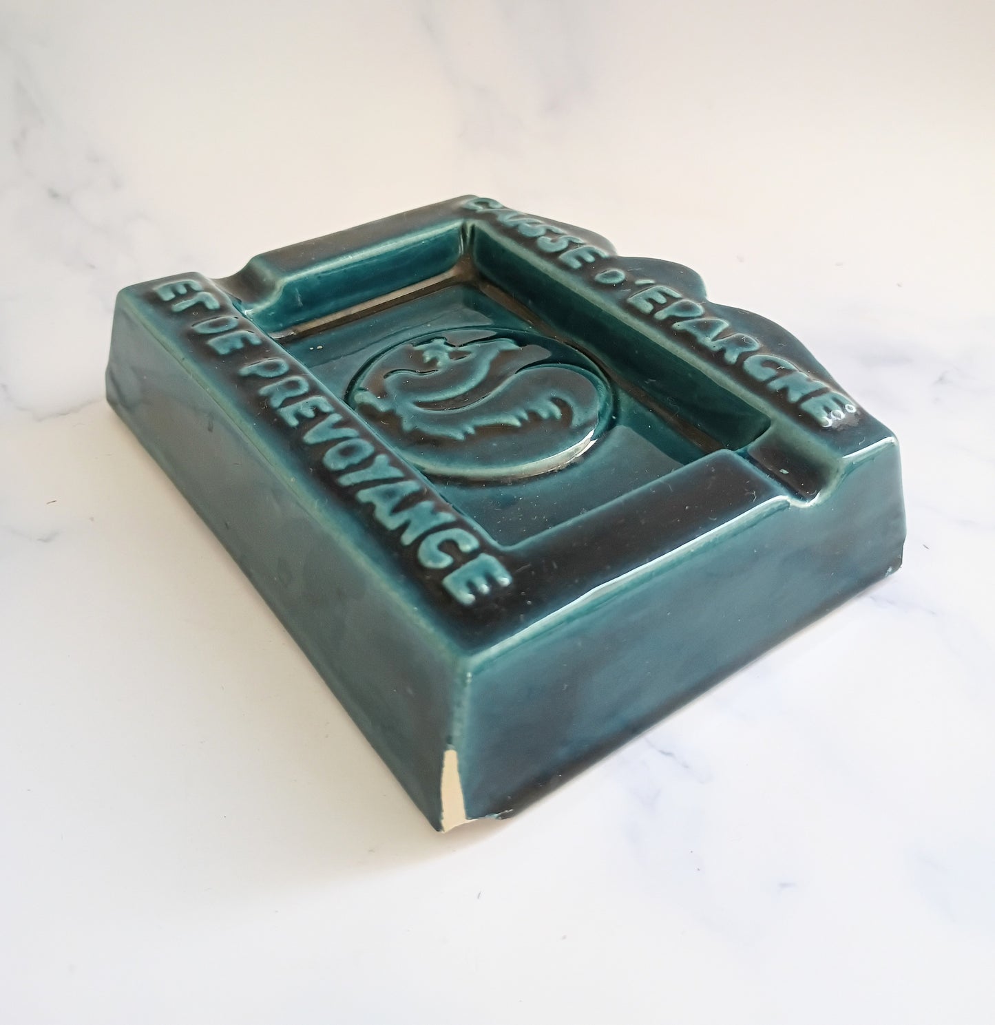 Vintage French Pretty Ink Blue Ashtray