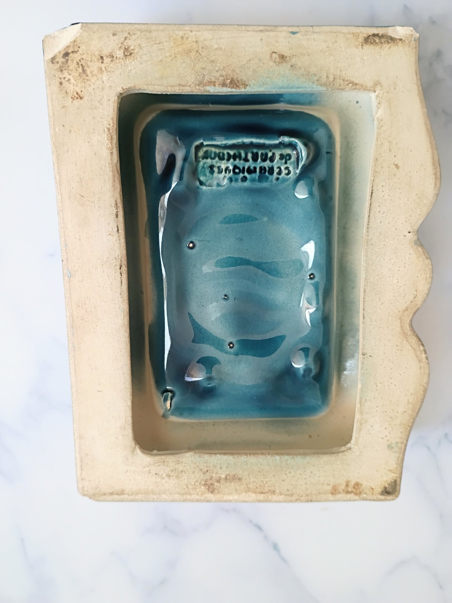 Vintage French Pretty Ink Blue Ashtray