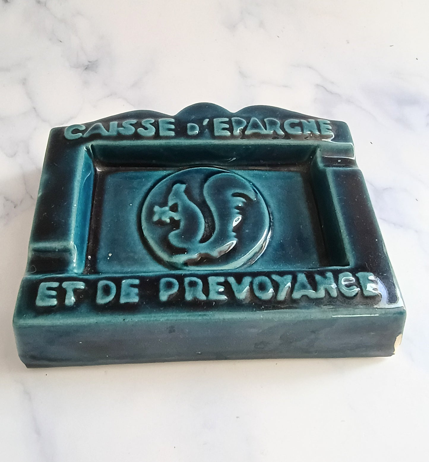 Vintage French Pretty Ink Blue Ashtray