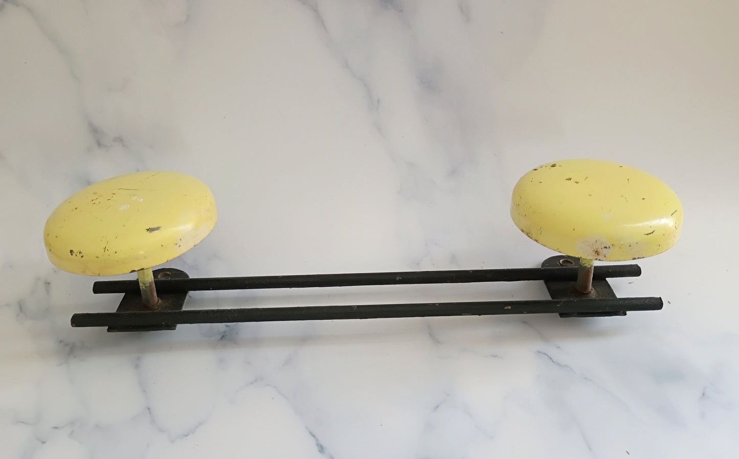 Vintage French Mid-Century Yellow Metal Coat Rack