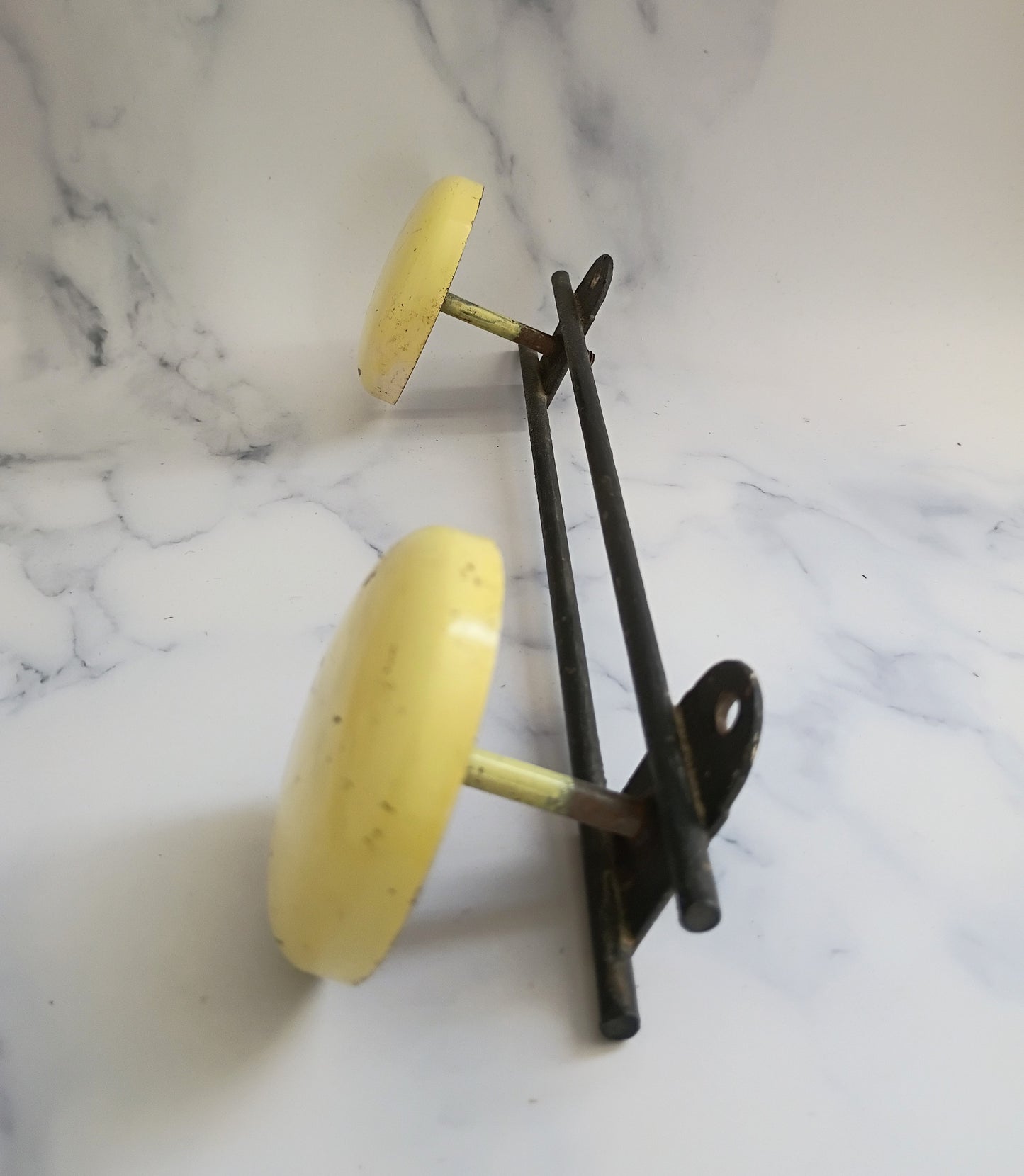Vintage French Mid-Century Yellow Metal Coat Rack