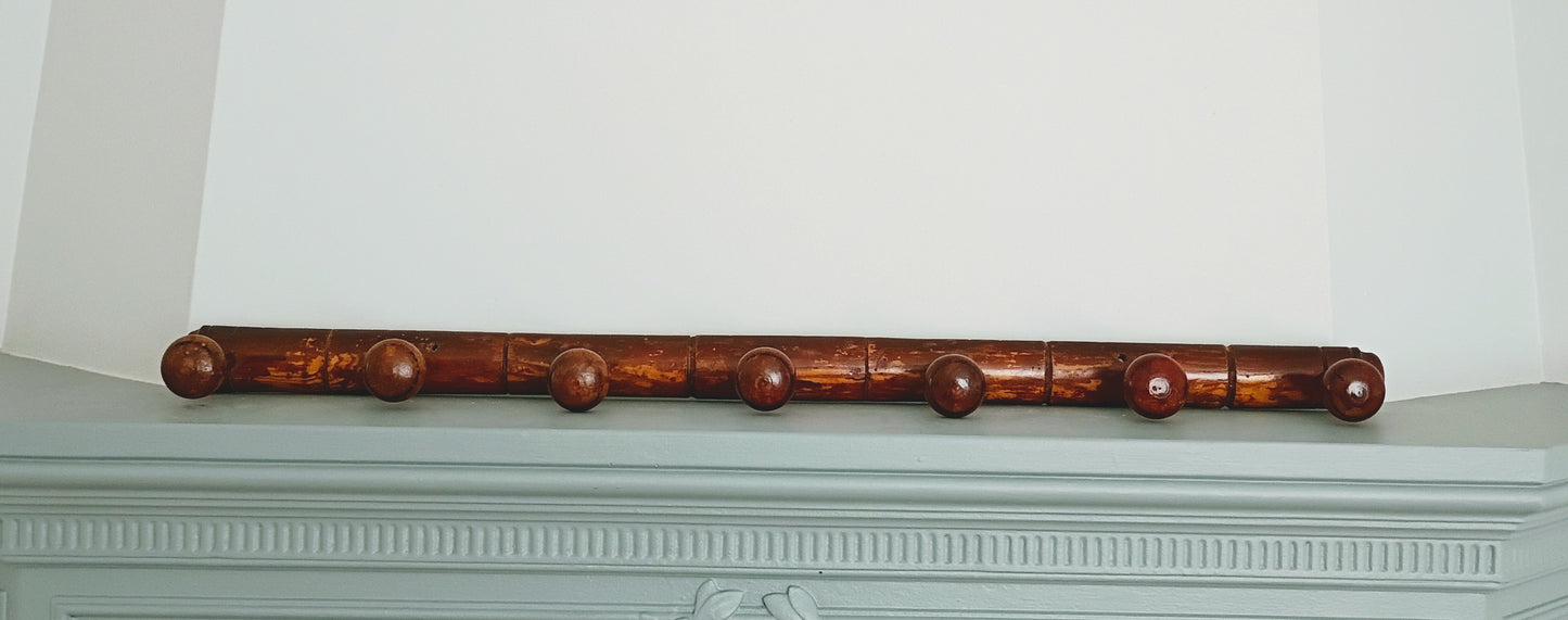 Antique French Faux Bamboo Coat Hat Rack - 7 Hooks