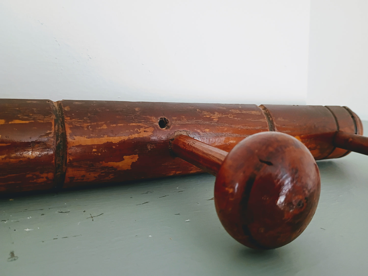 Antique French Faux Bamboo Coat Hat Rack - 7 Hooks