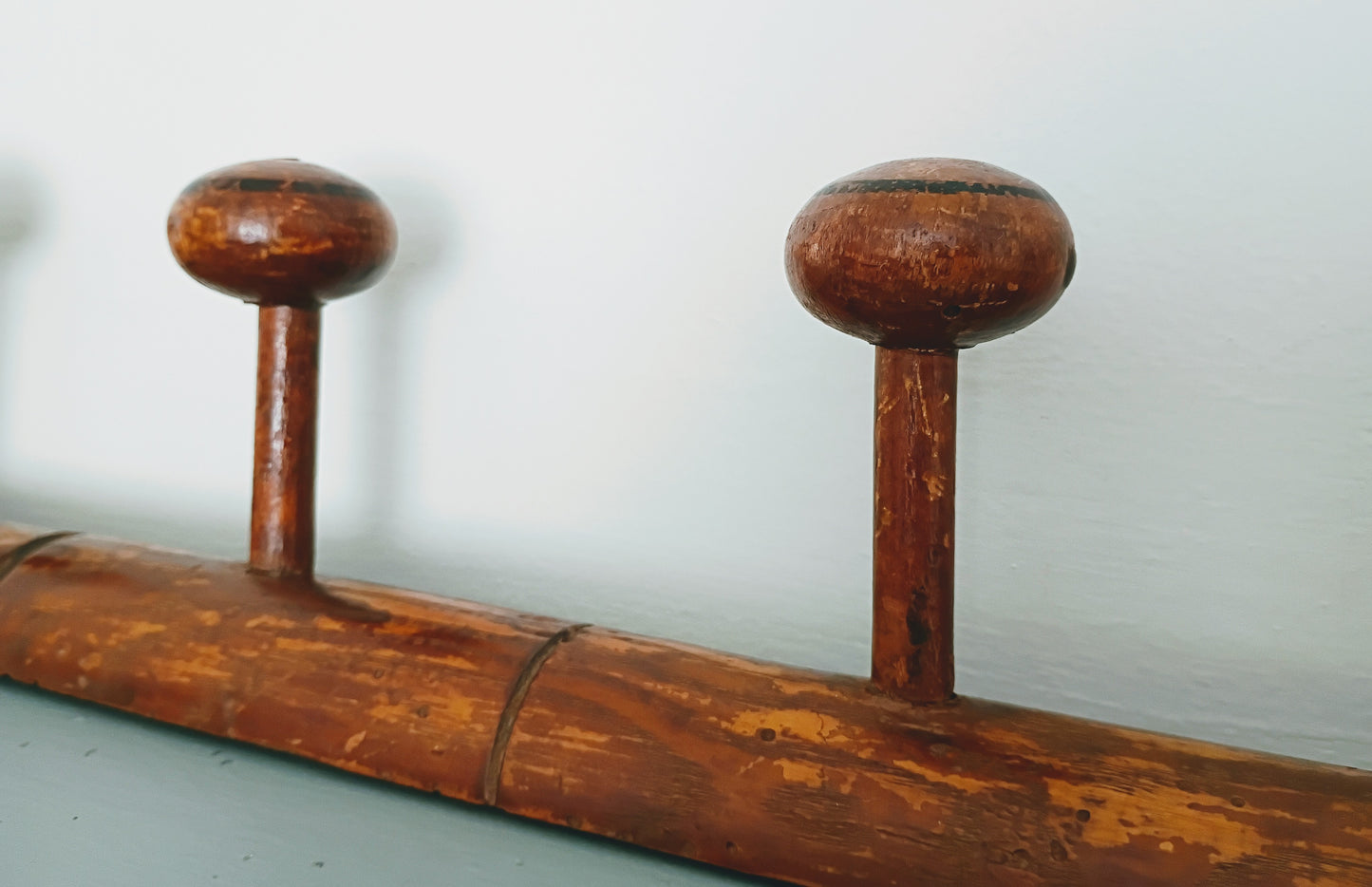 Antique French Faux Bamboo Coat Hat Rack - 7 Hooks