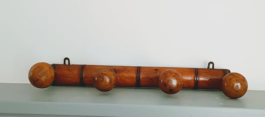 Antique French Faux Bamboo Coat Hat Rack - 4 Hooks