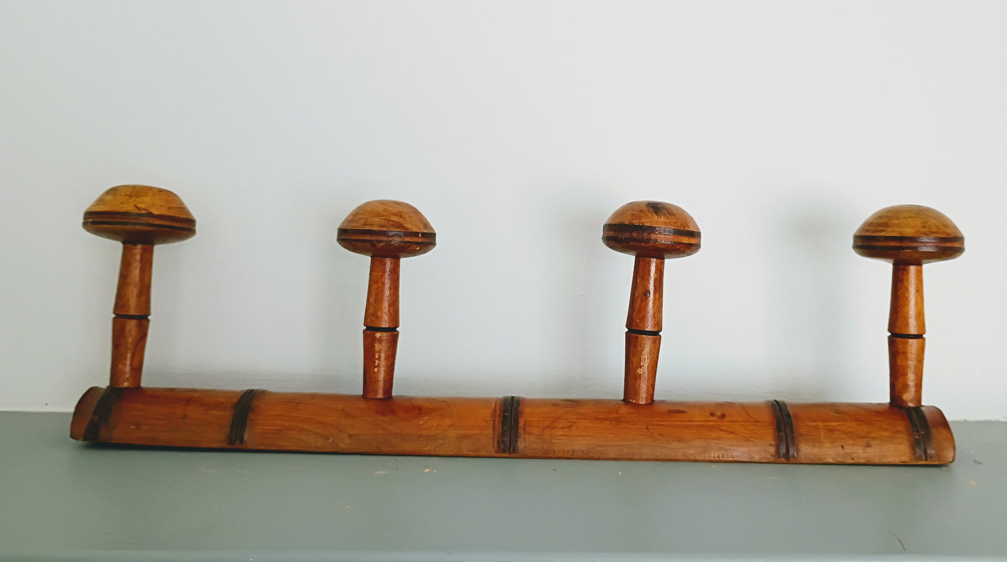 Antique French Faux Bamboo Coat Hat Rack - 4 Hooks