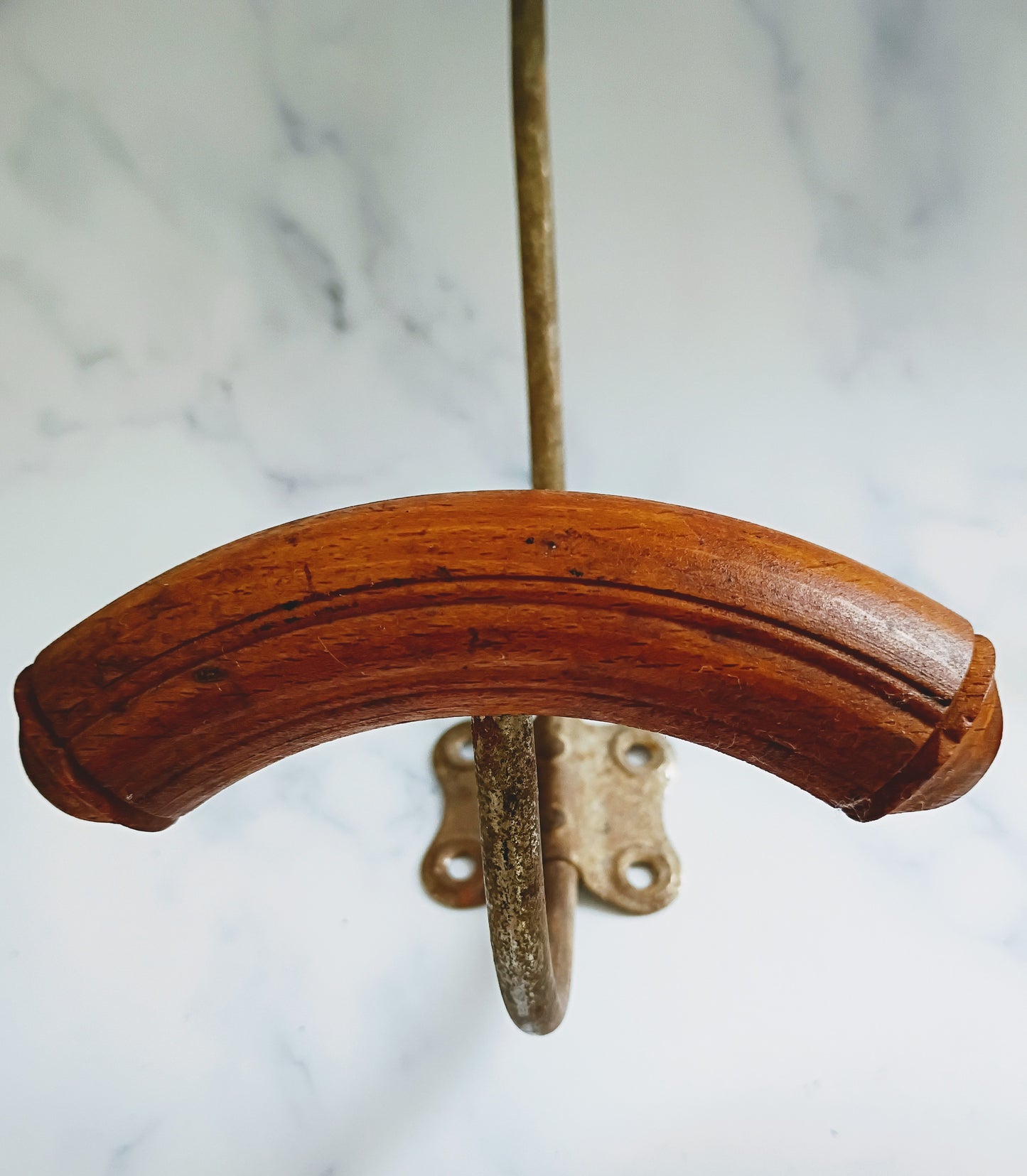 Pair of Antique French Cast Iron & Wood Coat Hooks
