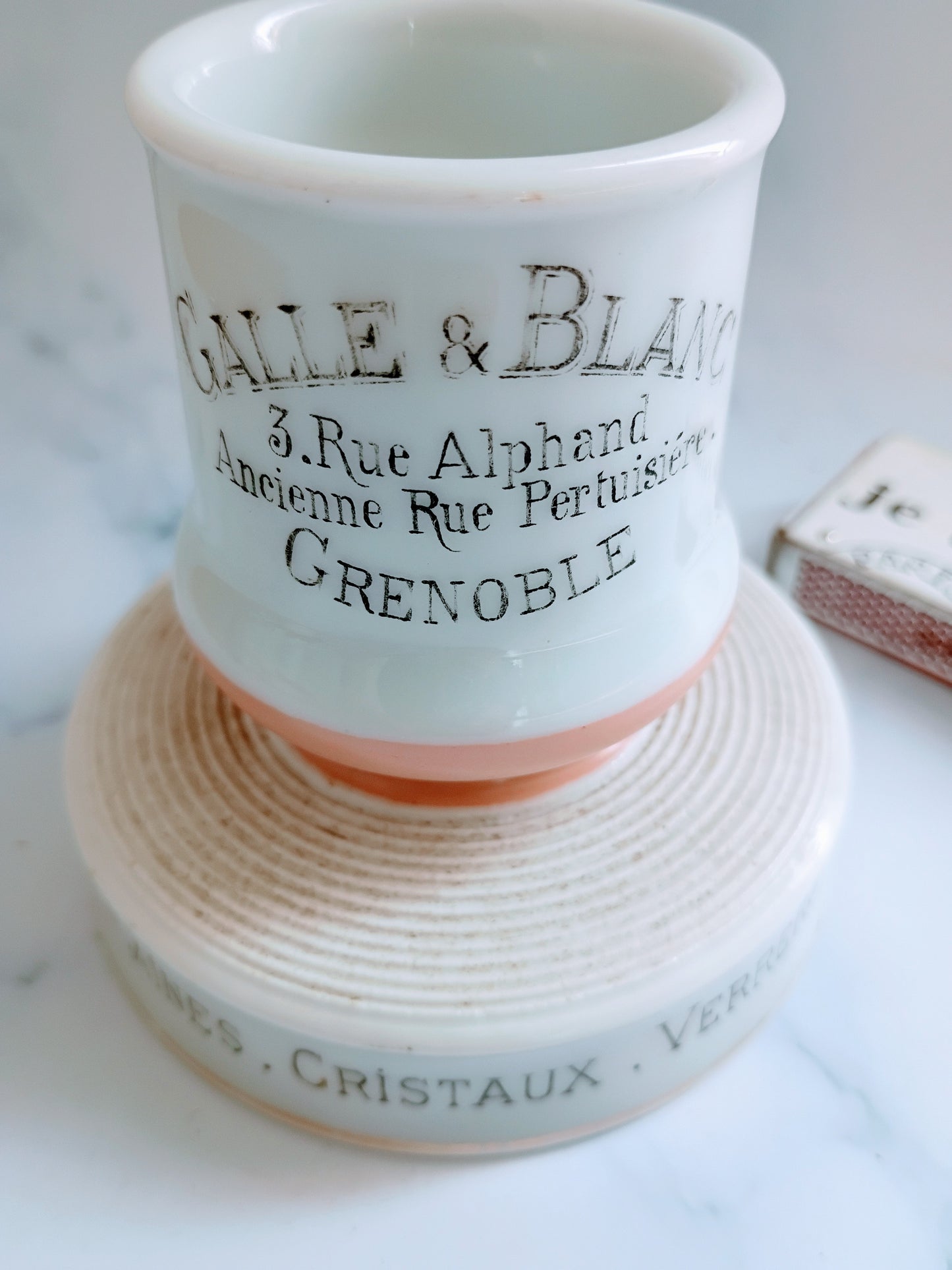 Antique French Pink Grenoble Galle & Blanc Advertising Match Striker