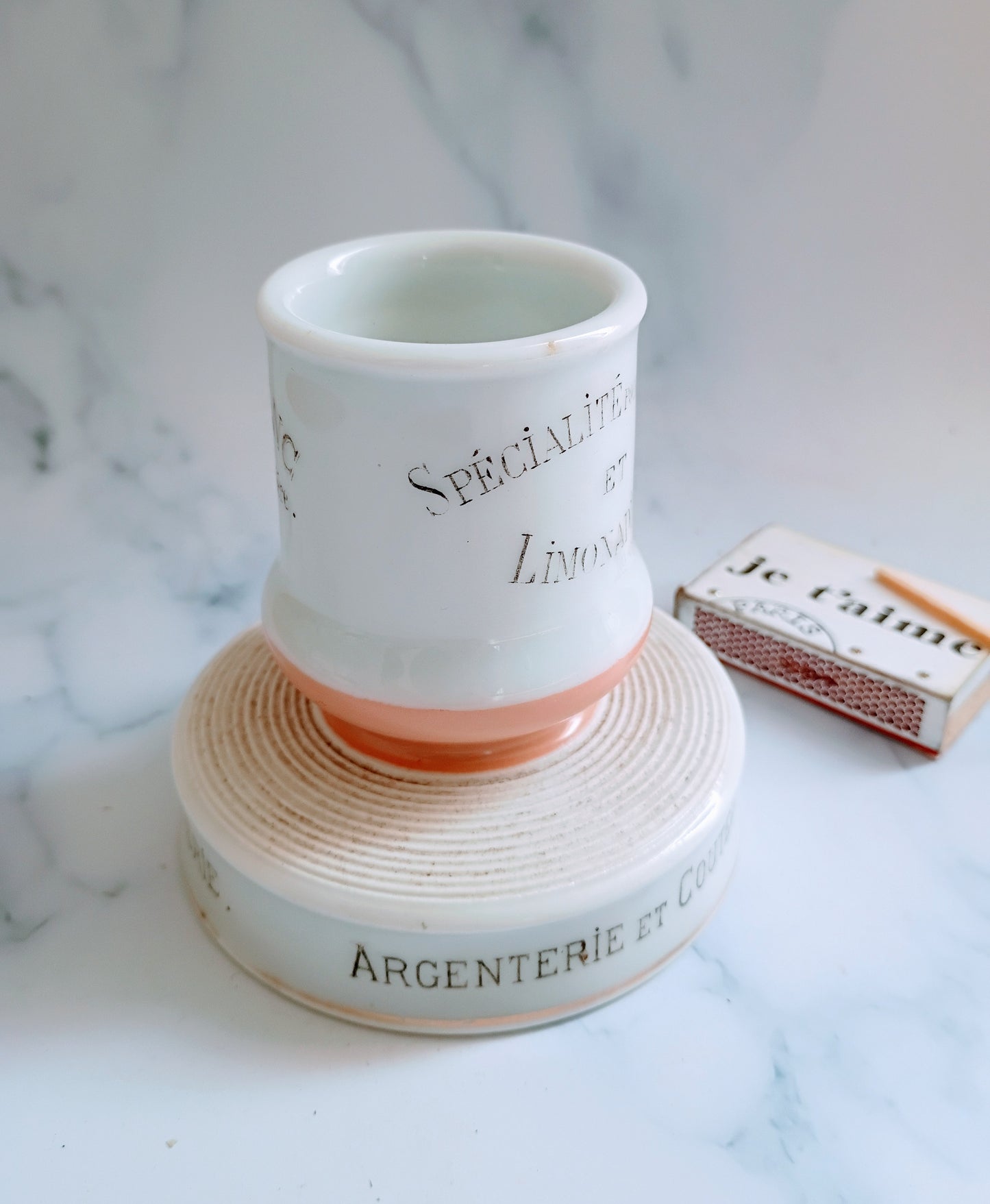 Antique French Pink Grenoble Galle & Blanc Advertising Match Striker