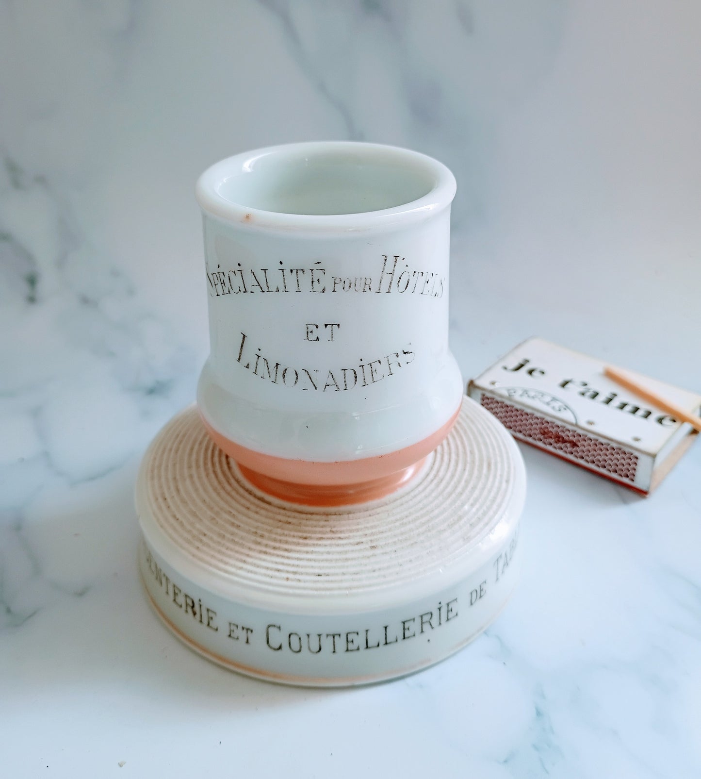 Antique French Pink Grenoble Galle & Blanc Advertising Match Striker