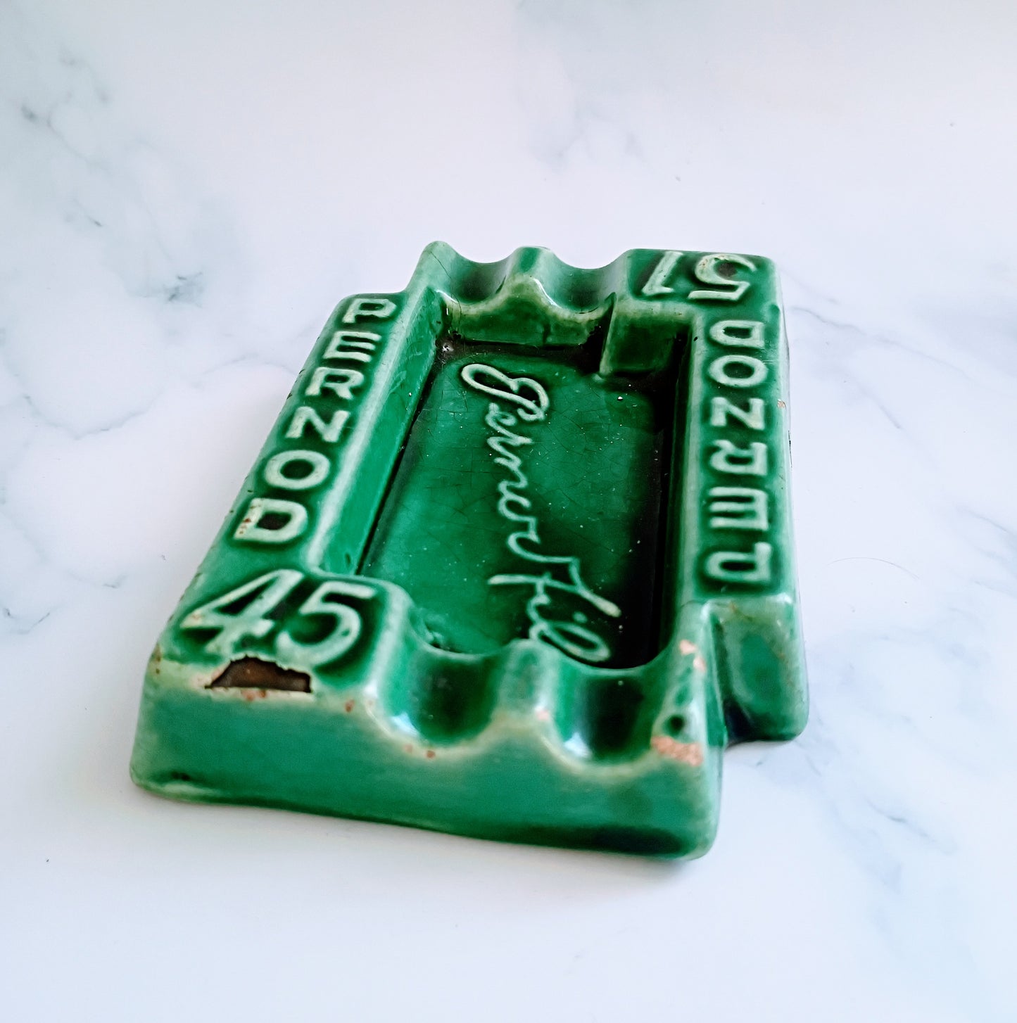 French Green Vintage Advertising Pernod 51 Ashtray