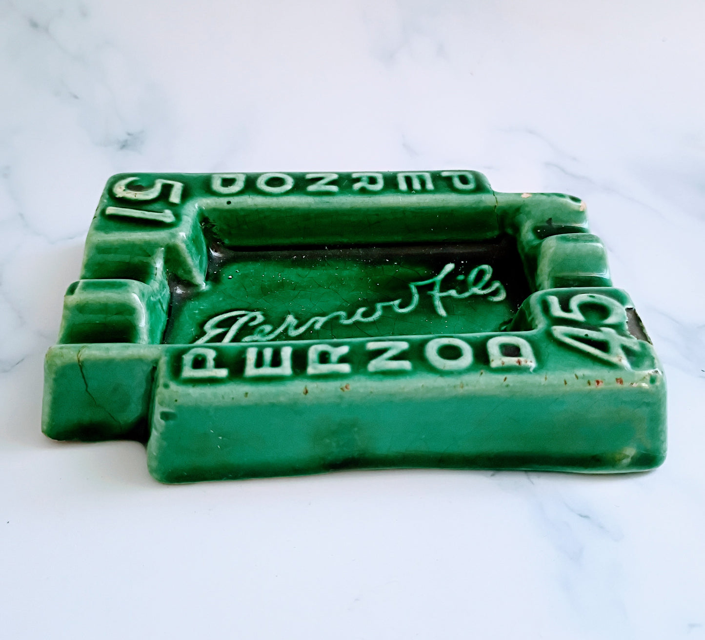 French Green Vintage Advertising Pernod 51 Ashtray