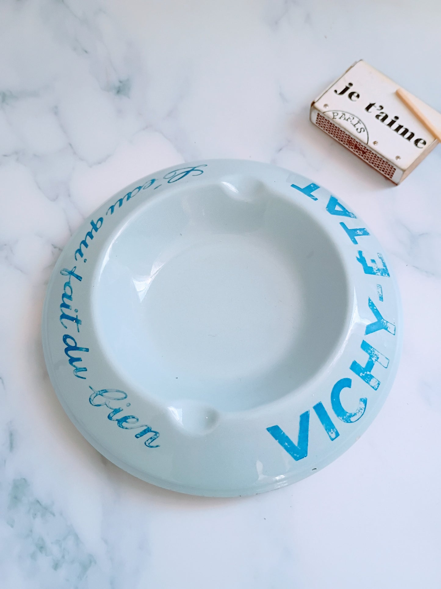 Vintage French Light Blue Vichy Etat Ashtray