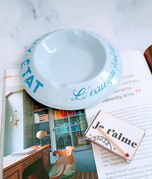 Vintage French Light Blue Vichy Etat Ashtray